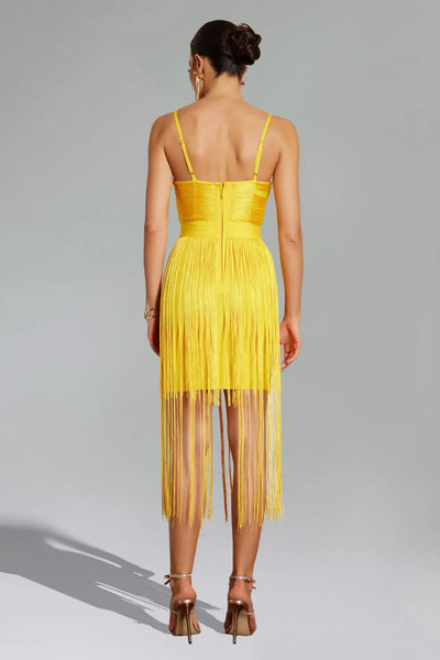 Dizzt V Neck Fringe Dress