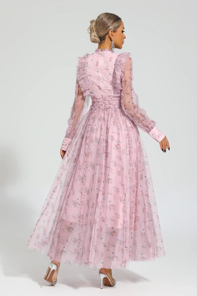Beryl Pink Floral Long Sleeve Dress